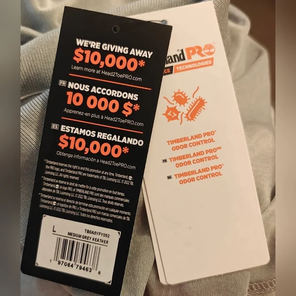 Timberland PRO Mens Wicking Good Long-Sleeve Polo Gray Large L New - Picture 4 of 4